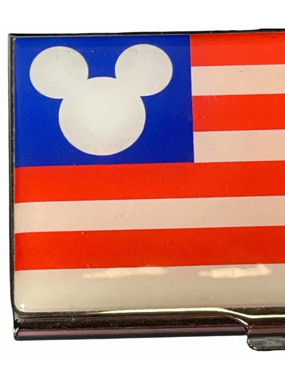 Vintage Disney Mickey Mouse Patriotic American Flag Business Credit Card Case - Picture 2 of 14